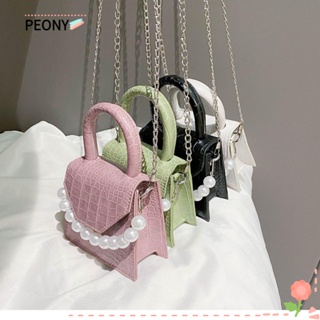 Peonypavilion กระเป๋าสะพายไหล่ สะพายข้าง หนัง PU ประดับมุก แต่งสายโซ่ อินเทรนด์ สําหรับผู้หญิง