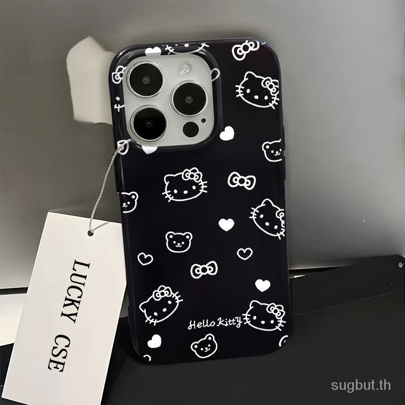 เคสโทรศัพท์มือถือ กันกระแทก ลายแมว KT เต็มจอ สําหรับ iPhone 11pronmax 12 13 14 15pro max xr 7 8 plus xs max 12pro 13promax 14promax