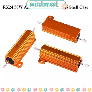 Wisdomest RX24 ตัวต้านทานเคสโลหะอลูมิเนียม สีทอง 0.01R ~ 100K 1 6 8 10 20 200 500 1K 50W 50W