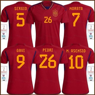 เสื้อกีฬาแขนสั้น ลายทีมชาติฟุตบอล NS2 22-23 World Cup Sergio Morata Asensio Pedri Gavi SN2