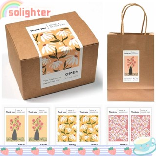 Solighter ฉลากซีล ลายการ์ตูน Thank You 5*10 ซม. สําหรับตกแต่งห่อของขวัญ 50 ชิ้น