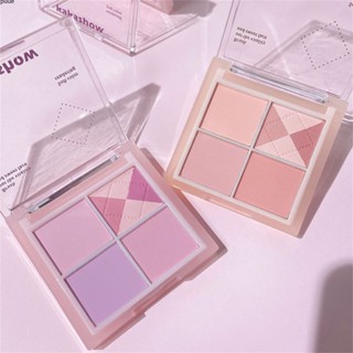 Kakashow FourColor Powder Blusher Plate Natural Nude Makeup Vitality Powder Blush Matte Face Blusher 4 สี Blush Palette Blush Powder Face Contour Blush NATURAL Cheek Tint puueqg