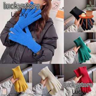 Lucky ถุงมือผ้าขนสัตว์ถัก หน้าจอสัมผัส สีพื้น ของขวัญสําหรับผู้หญิง