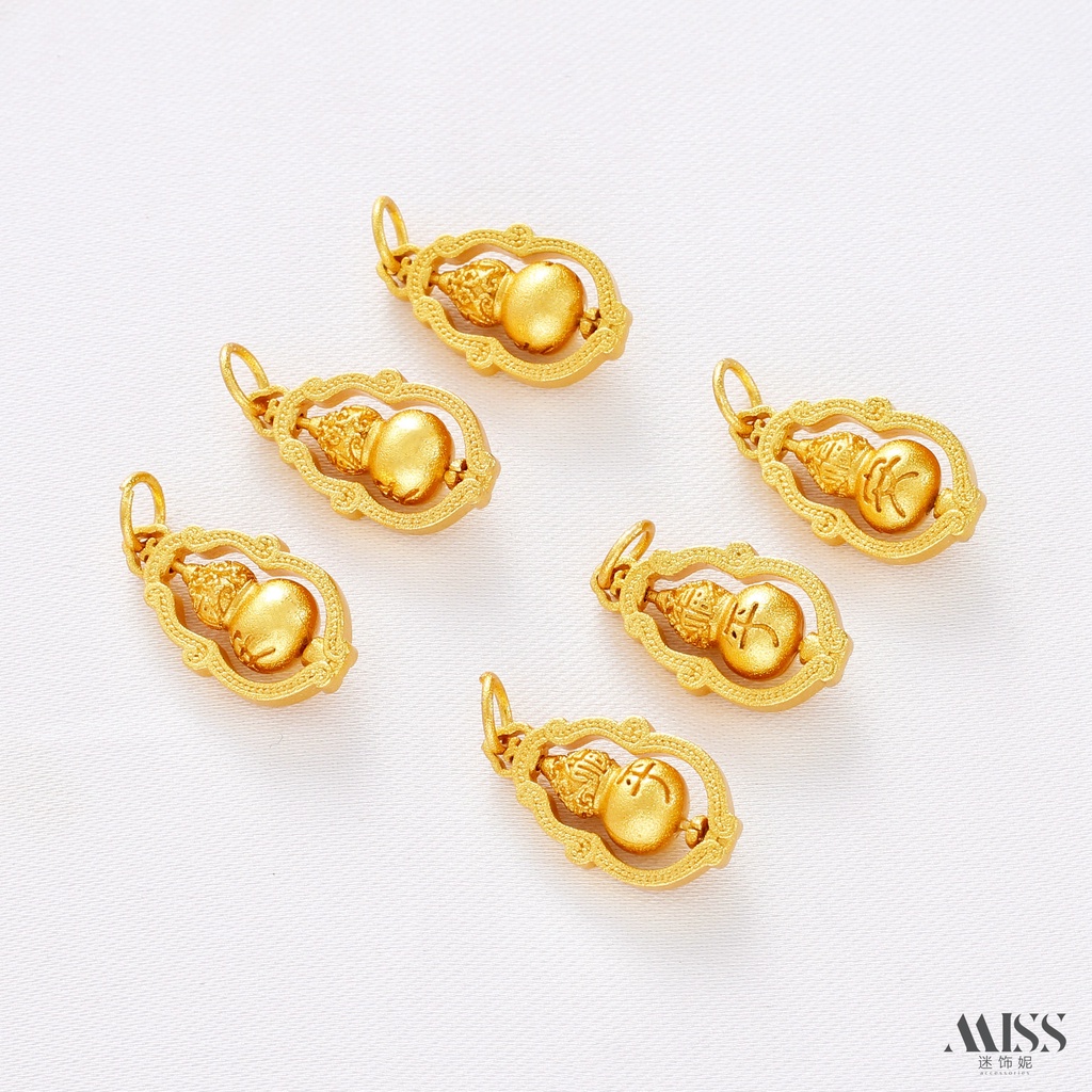 จี้ 18K Gold-Packed Gold-Preserve Sand Gold Rotatable Smart Peace Gourd diy Handmade