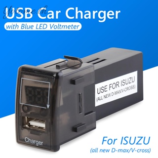 Isuzu ซ็อกเก็ตชาร์จ USB พร้อมโวลต์มิเตอร์ LED สีฟ้า 2.1A สําหรับรถยนต์