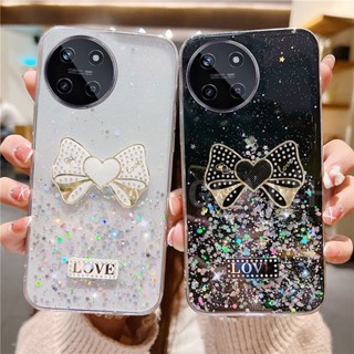 ใหม่ เคสโทรศัพท์มือถือแบบใส แต่งกลิตเตอร์ โบว์ ดาว ท้องฟ้ากลางคืน สําหรับ Realme 11 NFC 4G 5G REALME11 Pro 11 Pro+ 2023 Realme11Pro Plus