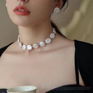 0916SPSDY Special-Shaped Baroque Button Pearl Set Ear Studs➕Necklace➕Bracelet Mirror Glossy Baroque Button Pearl TBDA