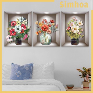 [SIMHOA] สติกเกอร์ PVC ลายแจกัน 3D DIY สําหรับติดตกแต่งผนังบ้าน ห้องนั่งเล่น ห้องนอน