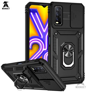 เคสโทรศัพท์มือถือ แบบบางพิเศษ กันกระแทก พร้อมแหวนขาตั้ง หมุนได้ สําหรับ Vivo Y20 2021 Y20s G Y20i Y12s Y12A