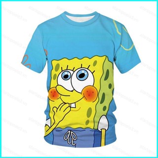 Star3 เสื้อยืดแขนสั้นลําลอง ทรงหลวม พิมพ์ลายการ์ตูน SpongeBob SquarePants 3D พลัสไซซ์ แฟชั่น