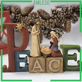 [Amleso] ชุดรูปปั้นเรซิ่น รูปคริสต์มาส สําหรับเด็ก