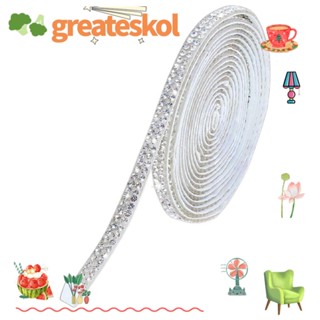 Greateskol ริบบิ้นคริสตัล พลอยเทียม 0.25 นิ้ว 4 หลา สีขาว สําหรับตกแต่งงานปาร์ตี้วันเกิด DIY