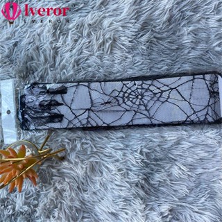 Lveror ถุงมือกันแดด แบบยาว บาง ตาข่าย ป้องกันรังสียูวี ลูกไม้ สีดํา สไตล์พังก์โกธิค