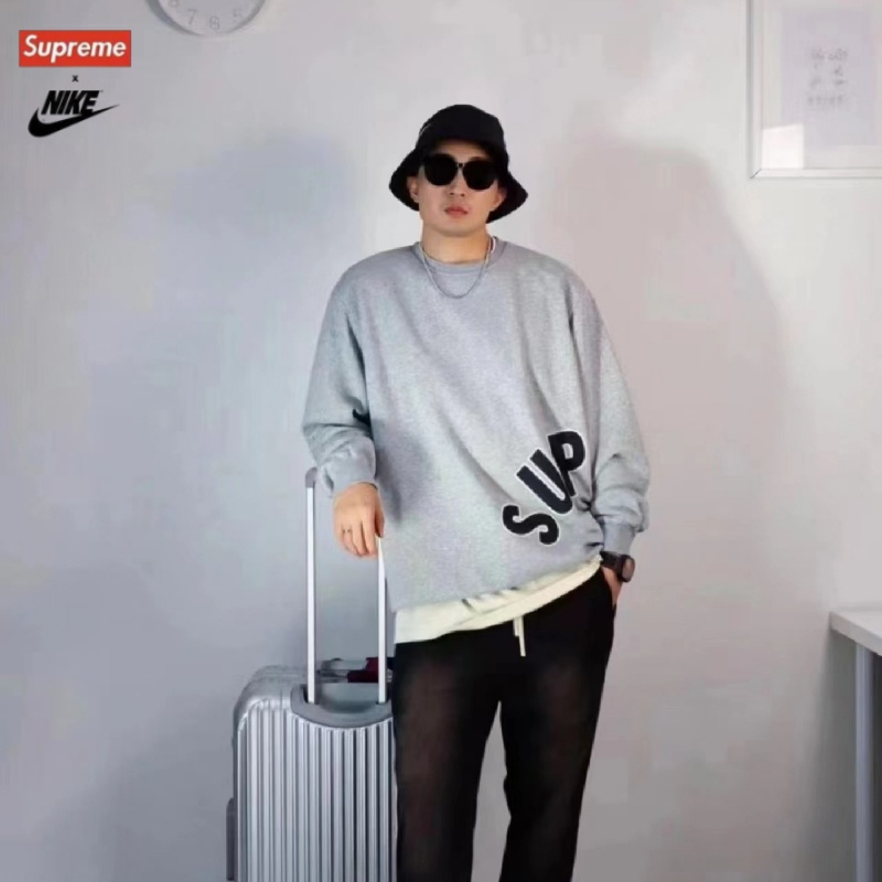 【พร้อมส่ง】ของแท้ 100% Nike เสื้อกันหนาว คอกลม ปักลายโลโก้ Supreme 22SS สําหรับผู้ชาย และผู้หญิง