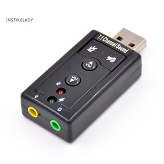 Instylelady อะแดปเตอร์การ์ดเสียงไมโครโฟน USB ภายนอก 71 ช่อง แจ็ค 35 มม. สําหรับ PC