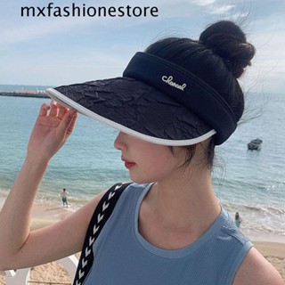 Mxfashione หมวกปีกกว้าง กันแดด พิมพ์ลายตัวอักษร เหมาะกับเดินชายหาด แฟชั่นฤดูร้อน สําหรับผู้หญิง