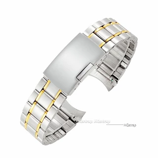 สายนาฬิกาข้อมือ สเตนเลส ทรงโค้ง 20 มม. 22 มม. แบบเปลี่ยน สําหรับ Seiko Rolex Light bands watchband Silver Gold Straps