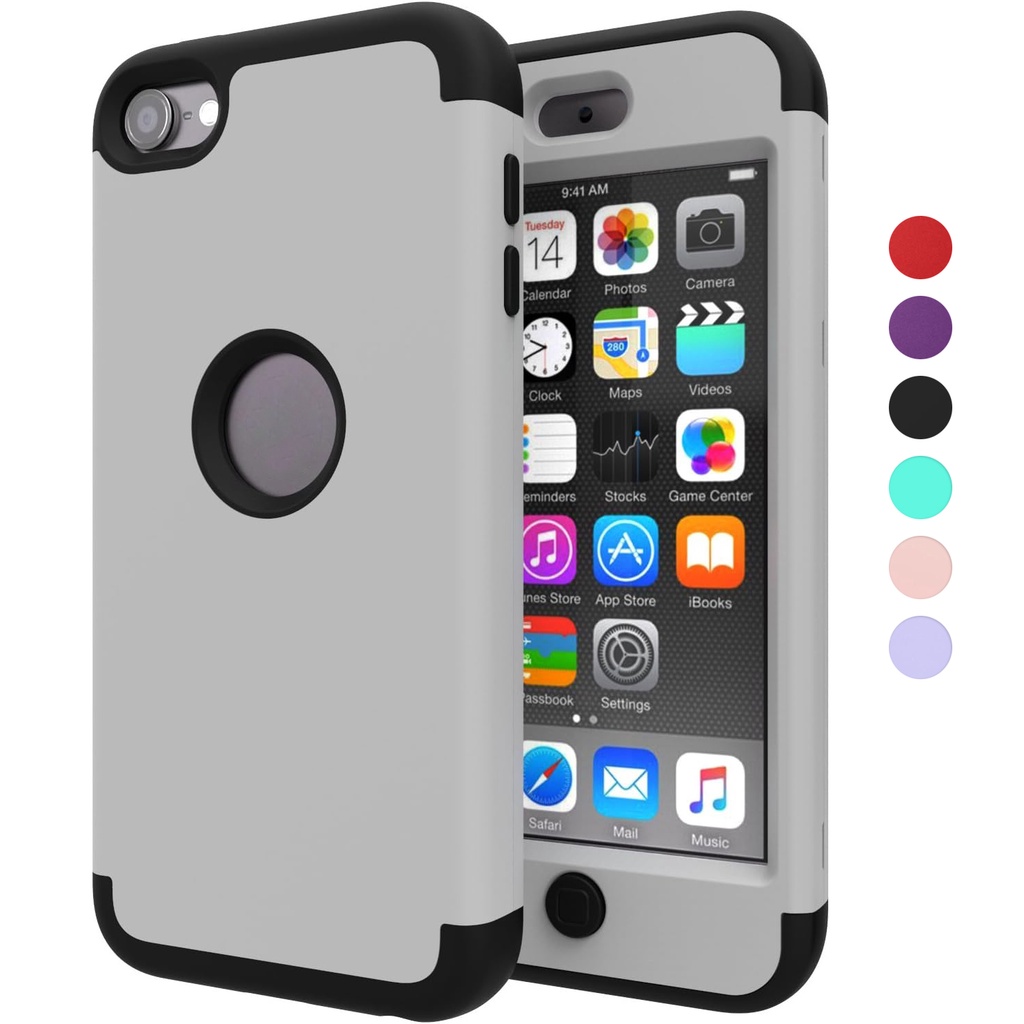 เคสป้องกัน สีเทา สีดํา สามชั้น สําหรับ iPod Touch 7 6 5 6 7th
