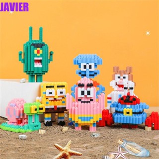 Javier บล็อกตัวต่อพลาสติก รูปการ์ตูน Spongebobed DIY ของเล่นสําหรับเด็ก