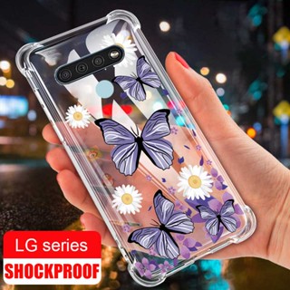 เคสซิลิโคนใส ลายดอกไม้ ผีเสื้อ กันตก สําหรับ LG K51 K51s K41s K61 Q51 K50 K50s K40s K42 K52 K62 K92 5G K22