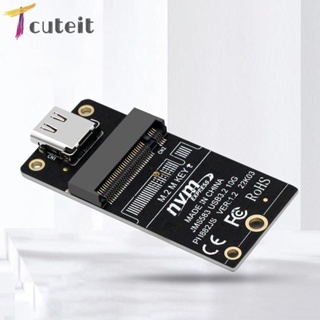 Tcuteit อะแดปเตอร์การ์ดโซลิดสเตทไดรฟ์ NVME M.2 เป็น Type-C 10Gbps รองรับ 2230 2242 2260 2280