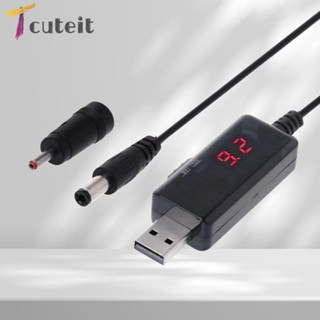 Tcuteit สายเคเบิลแปลง DC 5V เป็น 9V 12V USB Booster + ตัวเชื่อมต่อ 3.5x1.35 มม.