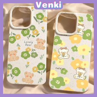 VENKI - เข้ากันได้สำหรับ เคสไอโฟน เคสไอโฟน11 เคส iphone 11 กรณีเป็นมิตรกับสิ่งแวดล้อมย่อยสลายได้สีขาวเคสกันกระแทกน่ารักหมีดอกไม้เข้ากันได้กับ iPhone 15 14 PRO MAX 13 PRO MAX 12 PRO MAX XR XS 7Plus 8 PLUS