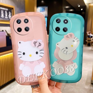 พร้อมส่ง ใหม่ เคสโทรศัพท์มือถือนิ่ม กันตก ป้องกันกล้อง ลายแมว KT น่ารัก สีขาว สีชมพู สําหรับ Realme11 RealmeC51 Realme 11 C51 NFC 4G 5G