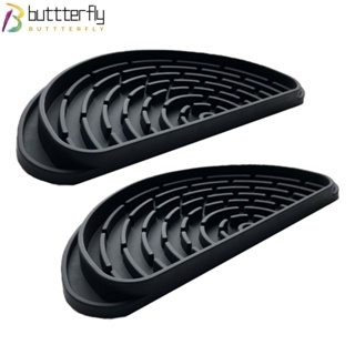 Buttterfly ถาดซิลิโคน สีดํา ทําความสะอาดง่าย สําหรับวางสบู่ในตู้เย็น ห้องน้ํา 2 ชิ้น