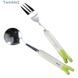 Twinkle ชุดช้อน ส้อม สเตนเลส แบบพกพา เครื่องใช้เซรามิค ช้อน ส้อม กลางแจ้ง