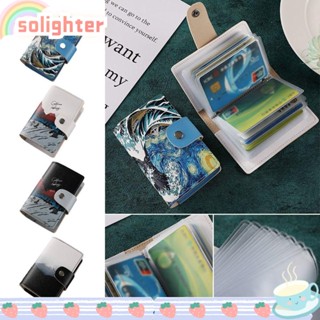 Solighter กระเป๋าใส่บัตรเครดิต บัตรประจําตัว หนัง Pu กันขโมย 24 ช่อง แนวสร้างสรรค์