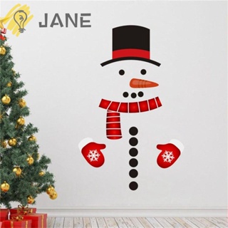 Jane สติกเกอร์ติดตู้เย็น ลายการ์ตูนน่ารัก ลอกออกได้ กันน้ํา DIY ห้องเด็ก สติกเกอร์หน้าต่างคริสต์มาส