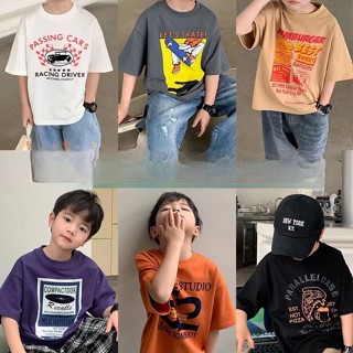 ✨[พร้อมส่ง] เสื้อยืดคอกลม แขนสั้น พิมพ์ลายการ์ตูน ระบายอากาศ ดูดซับเหงื่อ ขนาดใหญ่ ลําลอง สําหรับเด็กผู้ชาย อายุ 3-12 ปี