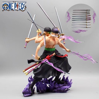 ฟิกเกอร์ One Piece Zoro Three Heads And Six Arms Nine Knives Flow Shura Roronoa Zoro Pvc ขนาด 30 ซม. สําหรับตกแต่งบ้าน