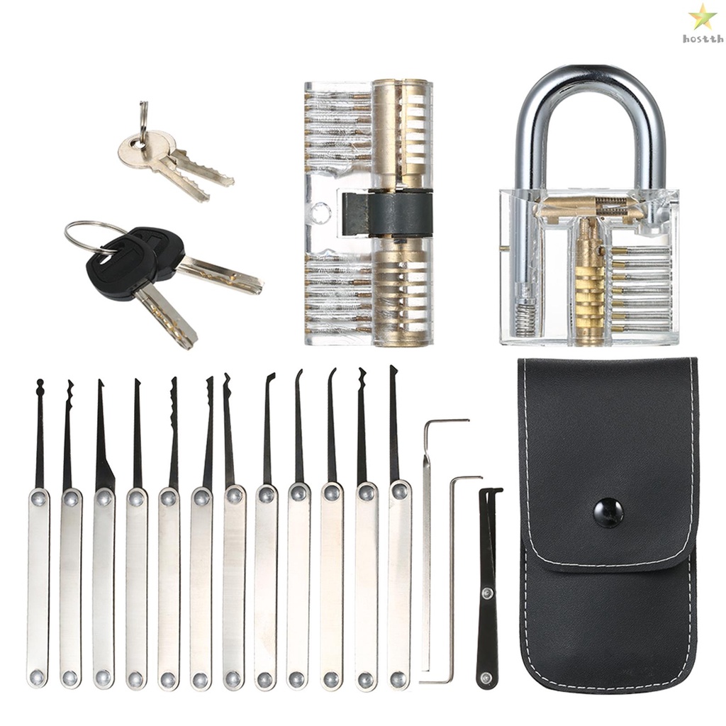 Locksmith Beginners and Professional Lock Picking Set Kit Tool - Practice Lock with Two Transparent 