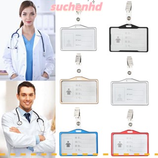 Suchenhd ที่ใส่บัตร ผู้หญิง ผู้ชาย มัลติฟังก์ชั่น พร้อมคลิปหนีบ ป้ายชื่อ ป้ายชื่อ โลหะ