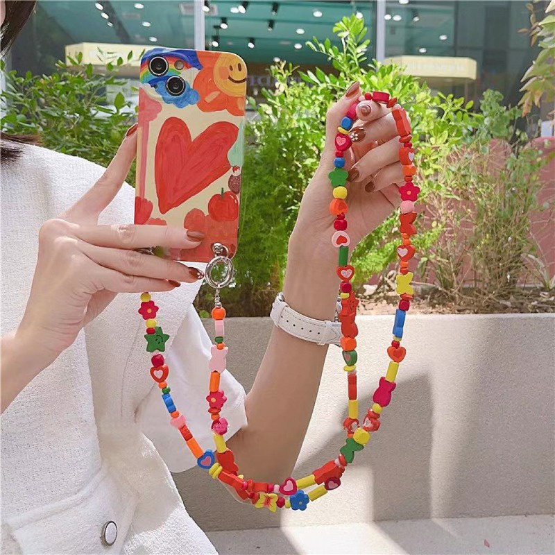 เคสโทรศัพท์มือถือนิ่ม กันตก ลายกราฟฟิตี้หัวใจ พร้อมสายสะพายข้าง สําหรับ IPhone Apple 14 13promax 11 XSmax 8P 6sp
