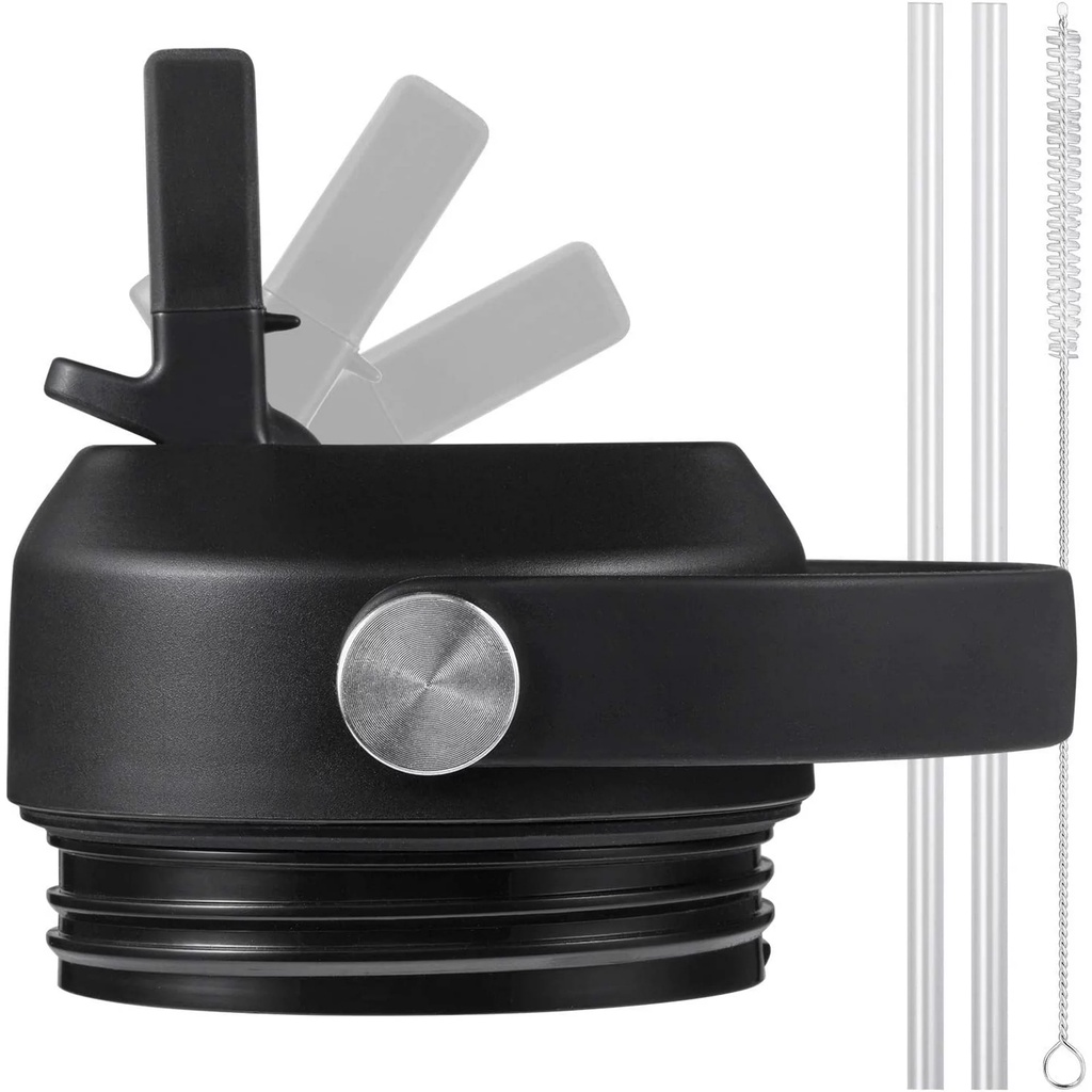 ฝาปิดขวดน้ํา พร้อมหลอด และที่จับยืดหยุ่น แบบเปลี่ยน สีดํา สําหรับ Yeti Rambler 18 26 36 64 ออนซ์ 18o