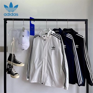 Adidas ของแท้ 100% เสื้อแจ็กเก็ต เสื้อฮู้ด กันลม มีซิป ถอดออกได้ สําหรับผู้หญิง และผู้ชาย