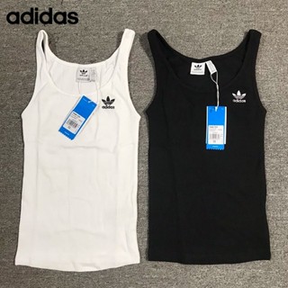 Adidas ของแท้ 100% เสื้อยืดแขนกุด ผ้าถัก ระบายอากาศ ปักลาย สไตล์คลาสสิก สําหรับผู้หญิง 2602