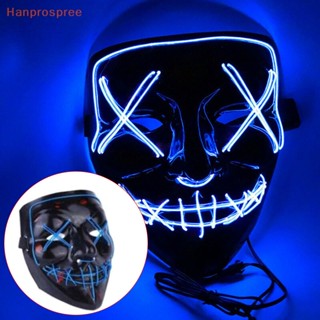 Hanprospree&gt; หน้ากากนีออน มีไฟ LED สําหรับปาร์ตี้ฮาโลวีน