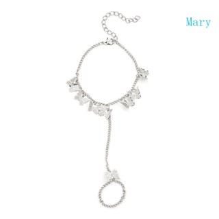 Mary Boho สร้อยข้อมือ กําไลข้อมือ สายรัดมือ สีเงิน แหวนนิ้ว แฟนสาว