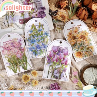 Solighter สติกเกอร์พฤกษศาสตร์ ลายดอกไม้ 4 แบบ สําหรับตกแต่ง 10 ชิ้น ต่อถุง