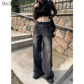 DaDuHey Women's American-Style plus Size Wide Leg Jeans Loose Drooping New High Waist Slimming Casual Straight-Leg Mop Pants