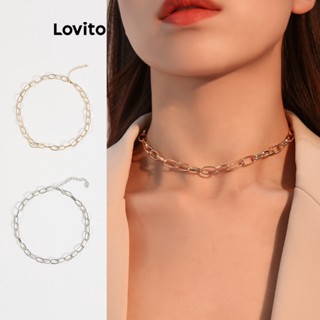 Lovito สร้อยคอโซ่ธรรมดา ลําลอง สําหรับผู้หญิง L63AD011 (ทอง/เงิน)