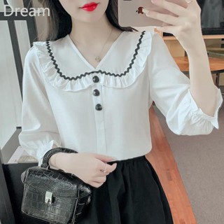 Korean style doll collar shirt Womens meat-covering fashionable ladys shirt light retro shirt