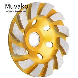 Muvako ถ้วยจานเทอร์โบ สามแถว ล้อเจียรเพชร โลหะผสม ทนทาน 4 นิ้ว 12 ส่วน สําหรับเครื่องเจียรหินอ่อน