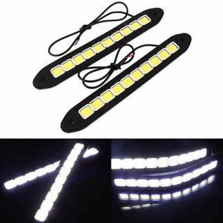 แถบไฟกลางวัน COB 10 LED DRL 12V 20W กันน้ํา สําหรับรถยนต์ 2 ชิ้น ☆Dysunbey