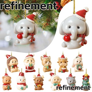 Refinement จี้อะคริลิค รูปสโนว์แมน ขนาดเล็ก สําหรับแขวนตกแต่งต้นคริสต์มาส 2 ชิ้น