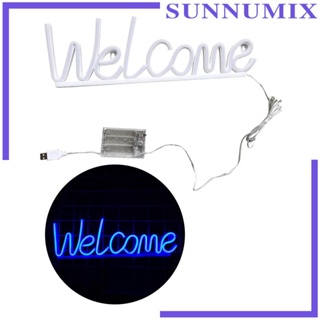 [Sunnimix] โคมไฟนีออน LED ลาย Welcome สําหรับแขวนตกแต่งผนังบ้าน บาร์ ผับ ห้องนอน โรงแรม